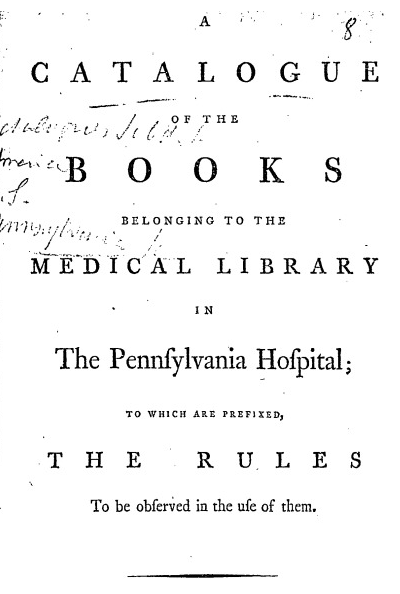 pennsylvania hospital 1790 library catalog